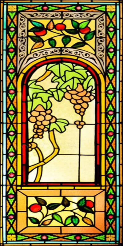Custom Size Window Film, Stained Glass Stickers, Static Cling, Frosted Privacy, Classic Style, for Window Door, Home Decor