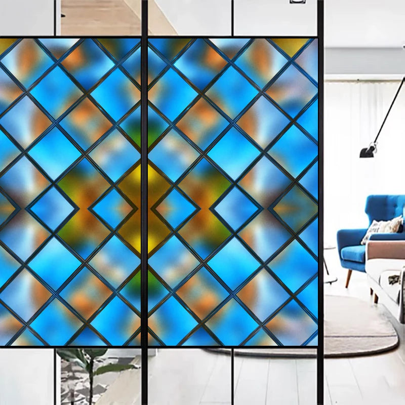 3D Red Square Window Film Print Sticker, Cling Stained Glass Films, Privacy Films, Door Sticker, Office, Home Decor, Customized