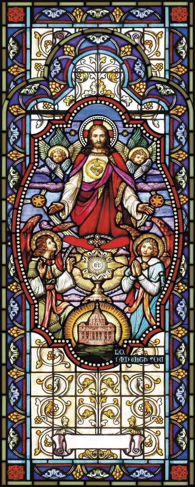 Gothic Rose Window film Glass Films Frosted Stained Window Sticker can do custom size Jesus/Christ Painting