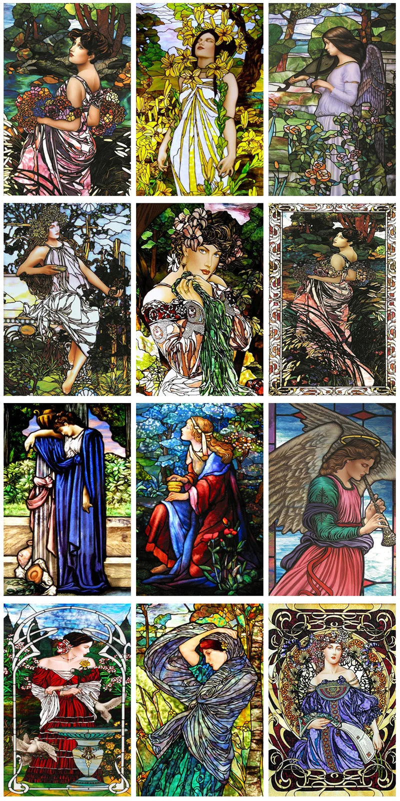 Custom Size Stained Glass Window Film, Church Sticker, Girl Painting, Kitchen, Bathroom, Bedroom, Sliding Door, Home Decor