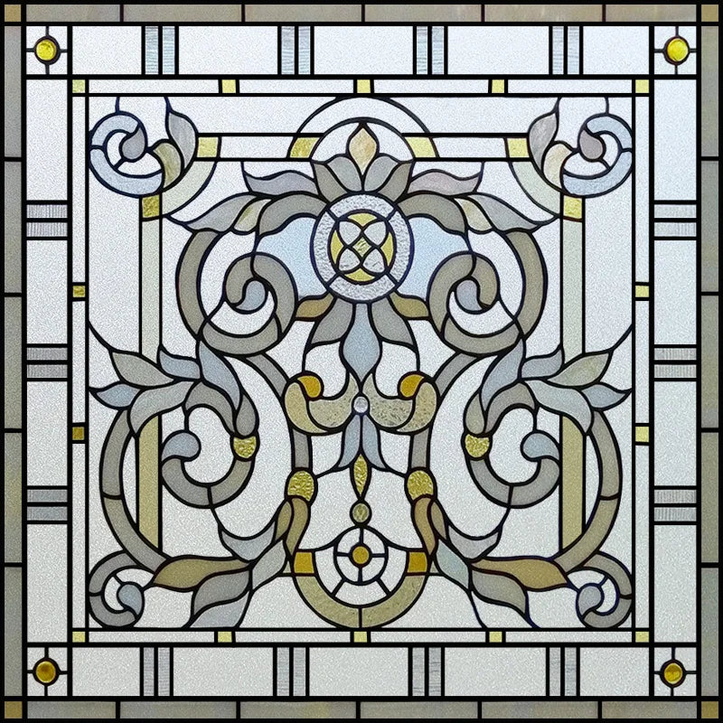 Custom Size Stained Glass Window Film Frosted Privacy Static Cling Retro Prairie Matte Stickers Shower Kitchen Office Home Decor