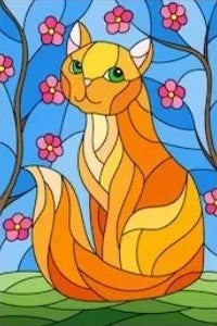 Customized Stained Glass Film Window Films Static Cling Frosted Sticker Japanese-Style Home Decor Cat  Cherry Blossom Poster