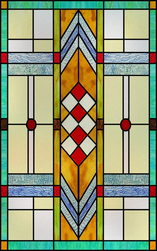 Frosted Stained Glass Window Film, Customized Privacy, Static Cling,Arts and Crafts, Prairie, Art ,Office, Home Decor