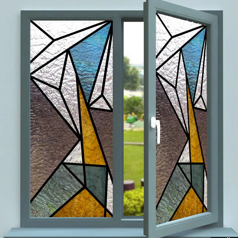 Custom Size Stained Glass Window Film,Frosted Privacy, Static Cling,Retro Prairie Style Stickers,Kitchen Bathroom Door, Home