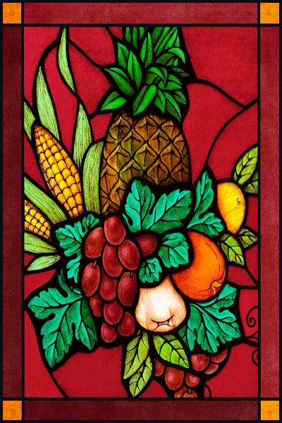 Custom Size Stained Glass Window Film Fruit Pattern Grape Mango Watermelon For Rectangular Shape Glass Office Door Home Decor