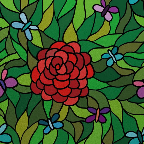 Custom Size Stained Glass Film,3D Frosted Static Cling Window Films,Decor Foil Stickers, Window Treatment for Square Glass Door