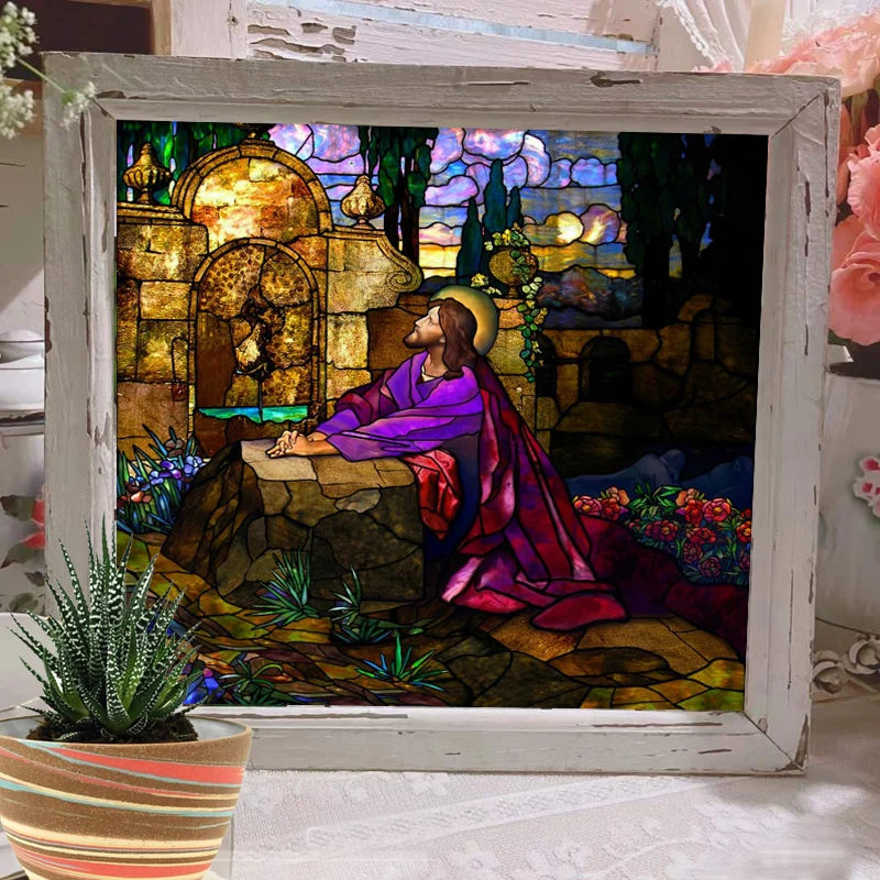 Window Film Frosted Stained Glass Films Customized Chris/Jesus/Mary Pictures,Church, Chapel Prayer Room Home Decor