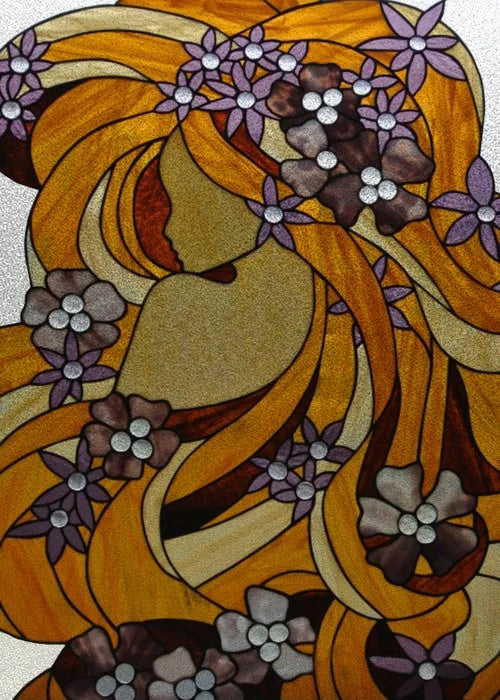 Custom Size Window Stained Glass Films,Mermaid,Flower, Fairy,People Painting Stickers for Bathroom, Door, Office, Home Decor