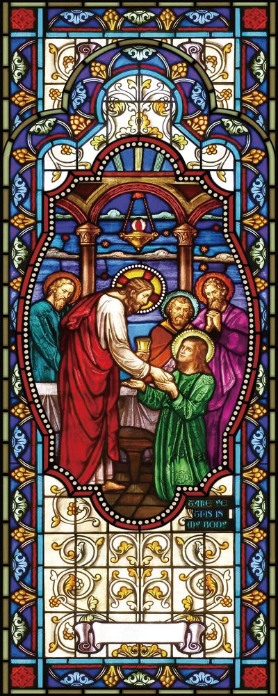 Gothic Rose Window film Glass Films Frosted Stained Window Sticker can do custom size Jesus/Christ Painting