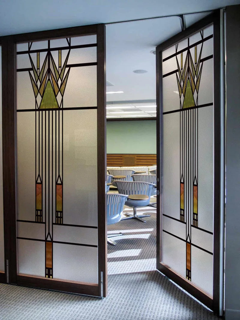 Window Film Frosted Stained Glass Films,Customized Art Design Prairie Static Cling Sticker,Home Decor Foil Window Treatment