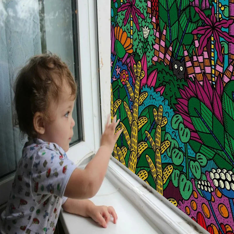 Window Film Frosted Stained Glass Films,Customized Static Cling Door Sticker,Privacy Protection Reusable Home-Decor