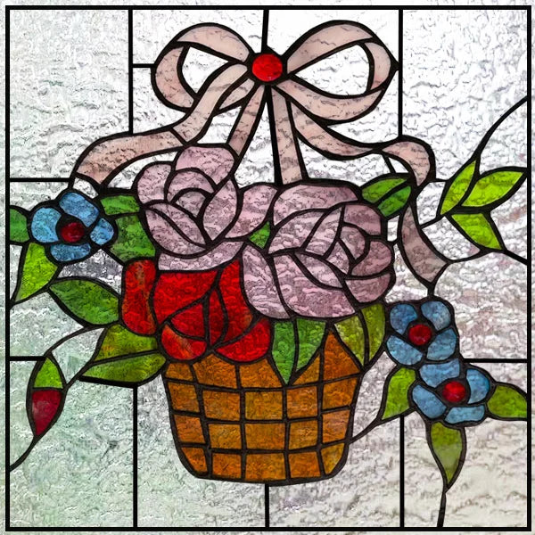 Custom size 3D Matte Window Film Stained Glass Decorative Uv Window Sticker Privacy Frosted Static Cling for Glass Garden Flower