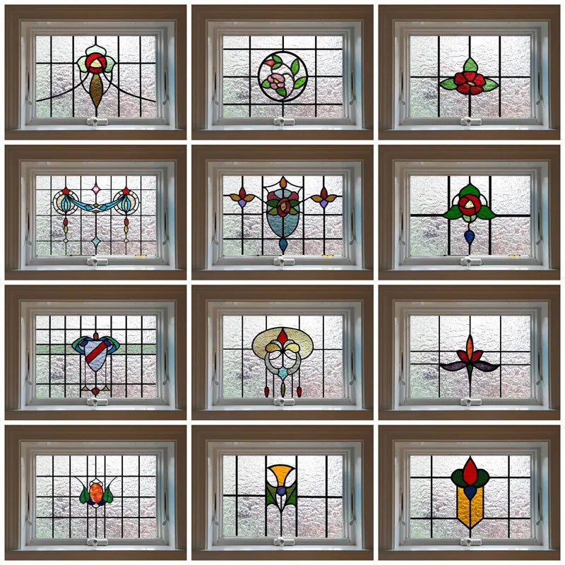 Custom Size 3D Matte Window Film, Stained Glass, Decorative UV Window Sticker, Privacy Frosted Static Cling, Home Decal