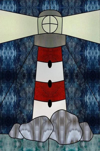 Custom Size Stained Glass Window Film, Retro Painted Frosted Static Cling, Vintage Glass Films Sticker, Lighthouse Sailboat