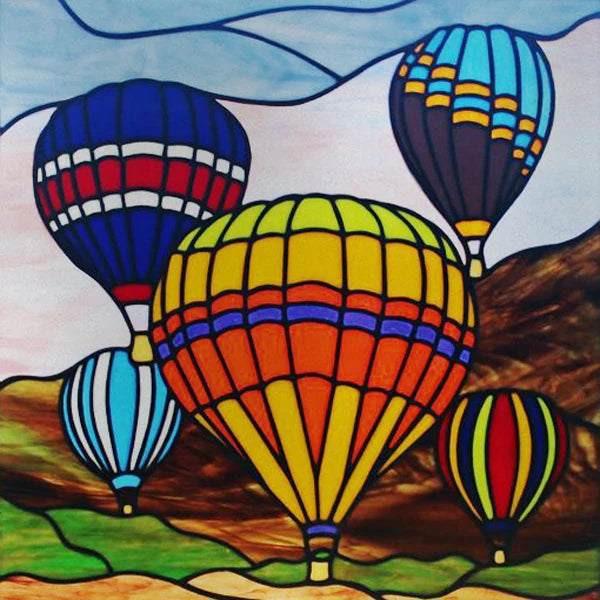 Custom size Stained Glass Wndow Film,Satic Cling Window Films,Decor Foil Stickers Window Treatment For Square Glass Hot air ball