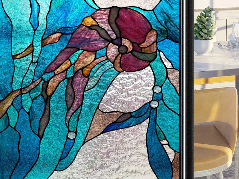 Frosted Stained Glass Window Film, Customized Art Deco Design, Static Cling Door Sticker,Home Decor Foil, Treatment