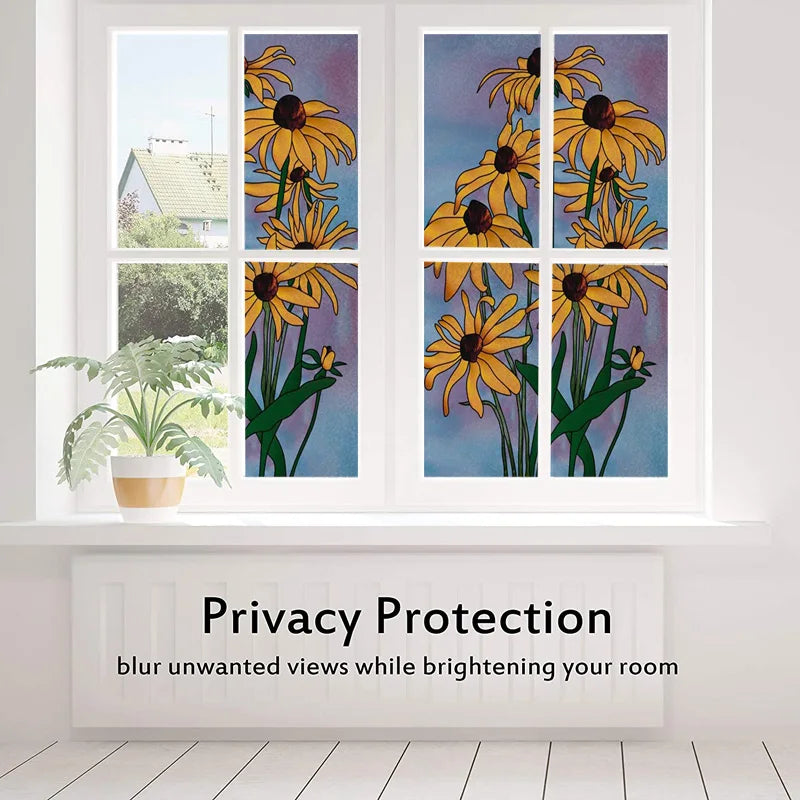 Window Film Frosted Stained Glass Films,Customized Privacy Static Cling,Retro Colorful Stickers For Shower Bathroom Skylight