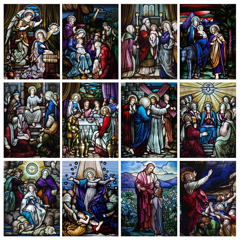 Stained Glass Window Films,Static Cling Frosted Privacy Sticker,Church Jesus Custom Designs,House Worship Home Business Decor