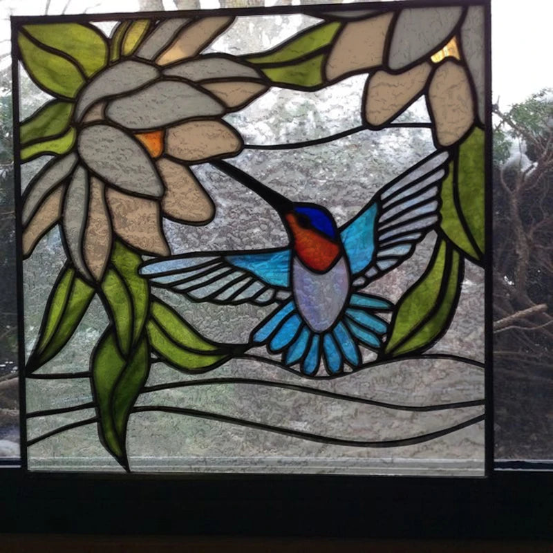Custom size 3D Matte Window Film Stained Glass Decorative Uv Window Sticker Privacy Frosted Static Cling for Glass,Birds