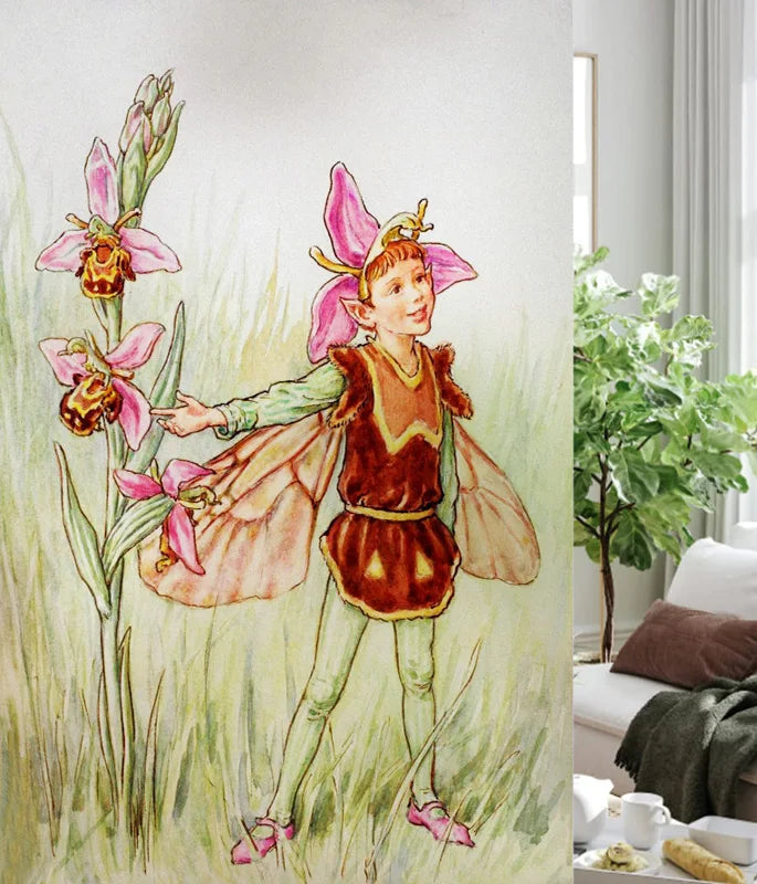 Custom Size Stained Glass Window Film, Flower Fairy Stickers, Static Cling for Kitchen, Bathroom, Bedroom, Door, Home Decor