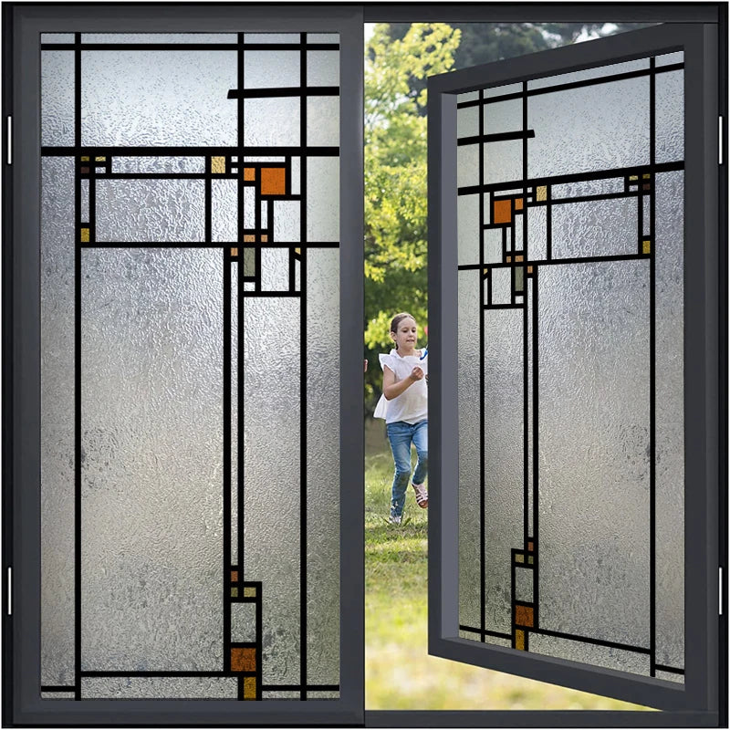 Custom Glass Window Film Static Cling,3D Frosted Glass Films Prairie Style,Home Foil Stickers,Prevent ran into Door,Home Decor