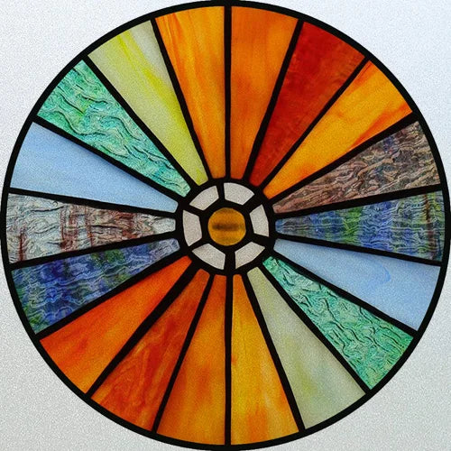 Customized Stained Glass Window Glass Films,Privacy Frosted Static Cling, Classic Pattern for Round Door, Home Decor