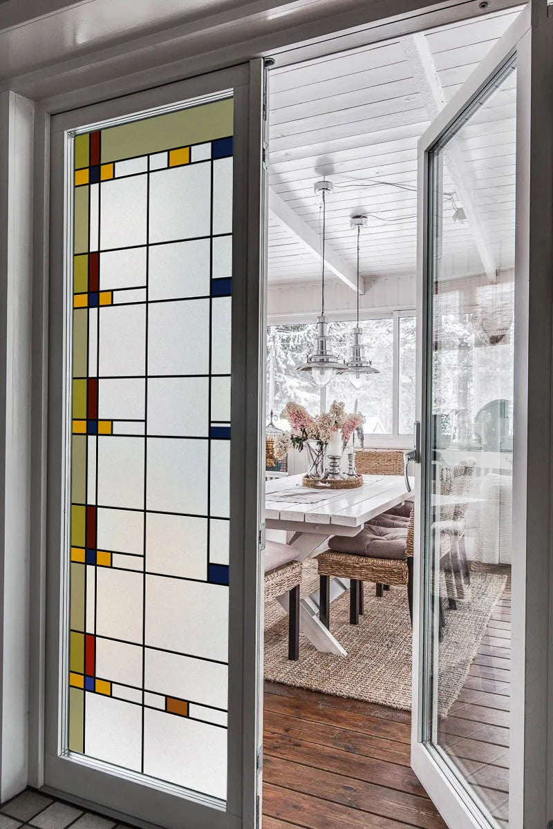 Stained Glass Window Film Transparent/Frosted Glass Sticker Static Cling Prairie Scottish for thin long Glass Door Anticollision