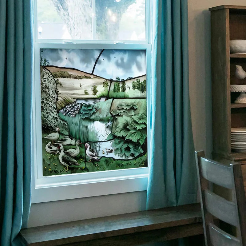 Stained Glass Window Film Frosted Glass Sticker,Custom made to fit any Window Size or Shape,Kitchen Bathroom Door Home Decor