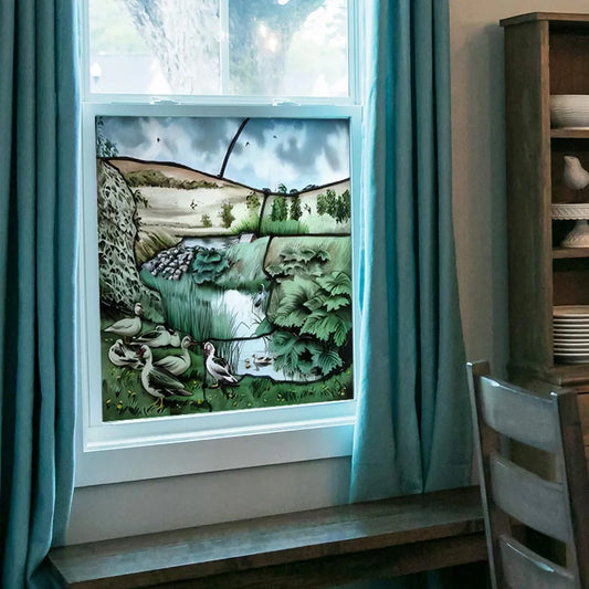 Stained Glass Window Film Frosted Glass Sticker,Custom made to fit any Window Size or Shape,Kitchen Bathroom Door Home Decor