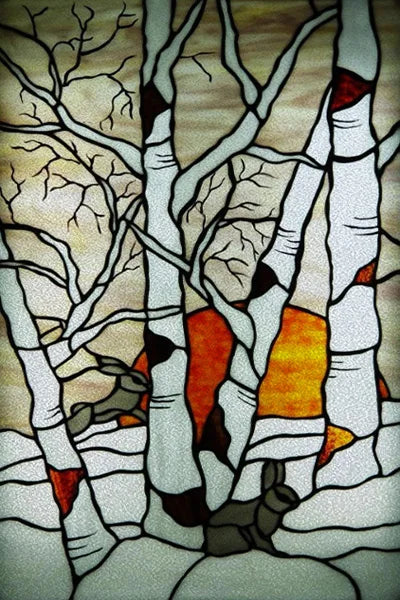 Custom Size Stained Glass Stickers,Static Cling,Frosted Privacy Print Tree, Window Door, Home Decor