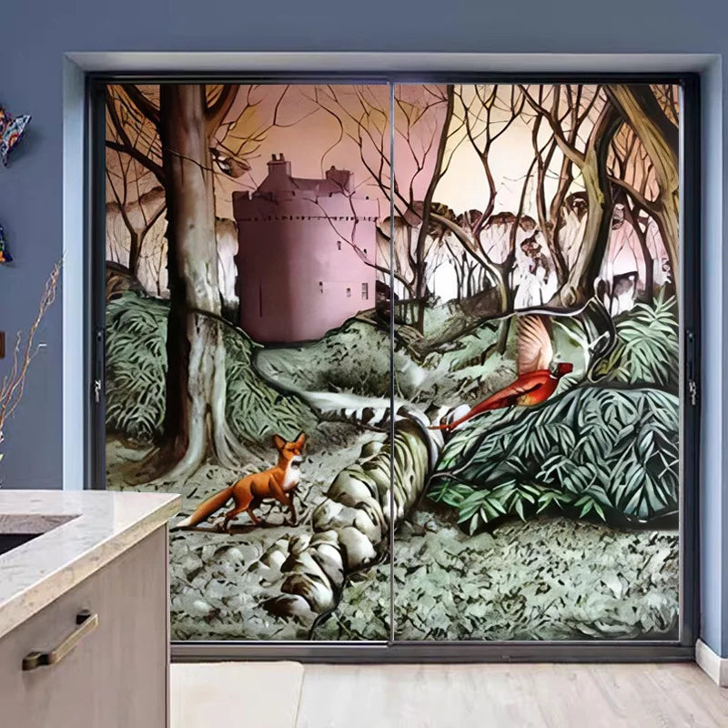 Stained Glass Window Film Frosted Glass Sticker,Custom made to fit any Window Size or Shape,Kitchen Bathroom Door Home Decor