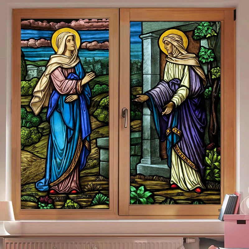 Custom size Window Stained Glass film Door sticker Christian Pictures Wall Stickers Glass decor church Jesus Poster
