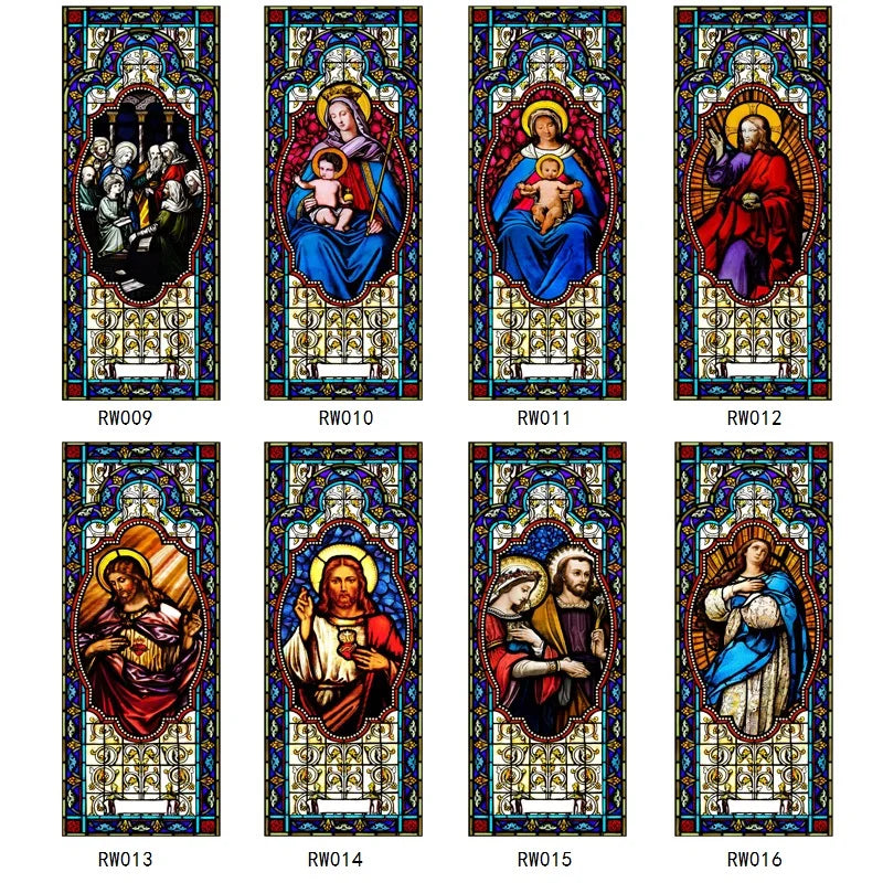 Gothic Rose Window film Glass Films Frosted Stained Window Sticker can do custom size Jesus/Christ Painting