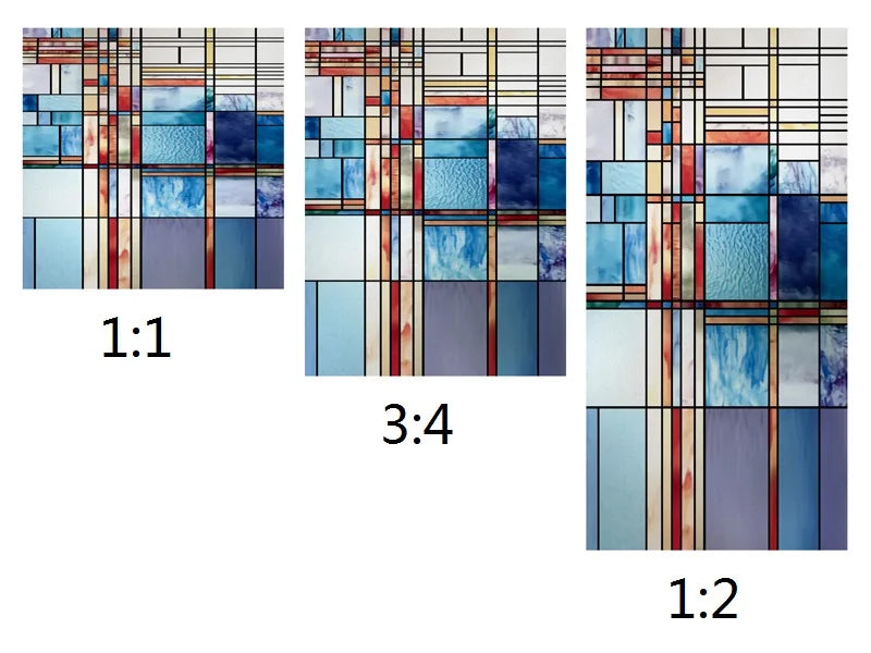 Stained Glass Window Film Frosted Sticker Multicolour,Custom made to fit any Size or Shape,Kitchen Bathroom Door Home Decor