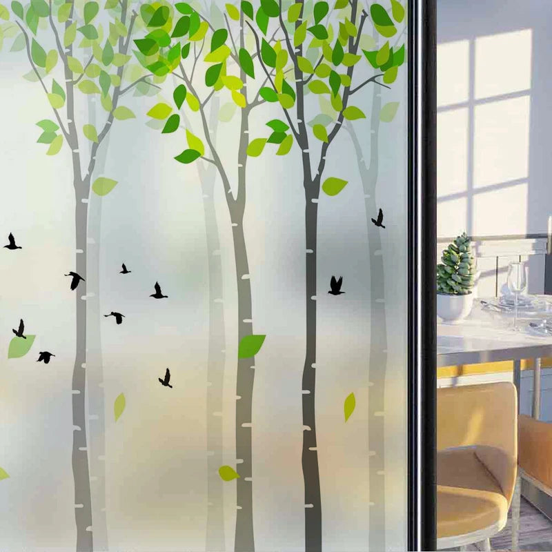 Frosted Stained Glass Window Film, Customized Decor Design, Leaf Static Cling Sticker,Home Decor Foil, Treatment