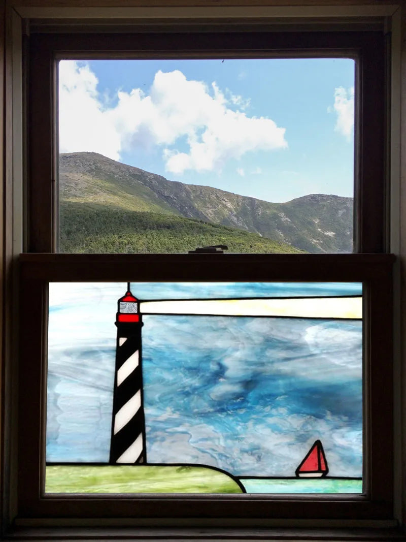 Glass Films Window Sticker Static Cling Frosted Home Decor Private Tint-Film For Door Window Cabinet Wardrobe Lighthouse