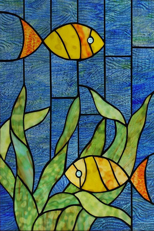 Custom Size Window Stained Glass Films,Fish,Sea World Stickers For Bathroom Bedroom Door Office Home Decor