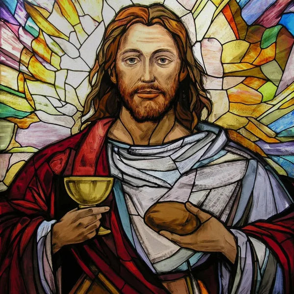 Custom Frosted Stained Glass Window Film,PVC Static Cling Films,Virgin Mary, Jesus Church Decor, Foil Stickers