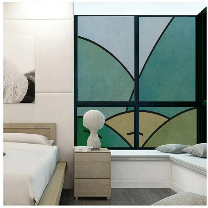 Privacy Window Film, Static Clings, Stained Glass, Non-Adhesive, Anti-UV Protection, Heat Control, Door Stickers custom for Home