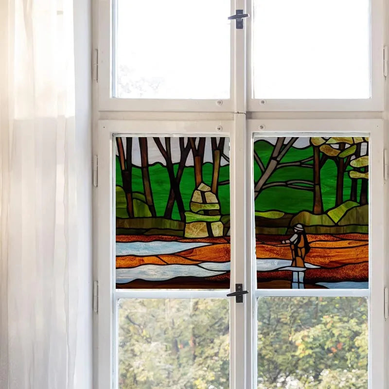 Custom Size Window Film, Stained Glass, Decorative Window Sticker, Privacy Frosted Static Cling, Home Decal