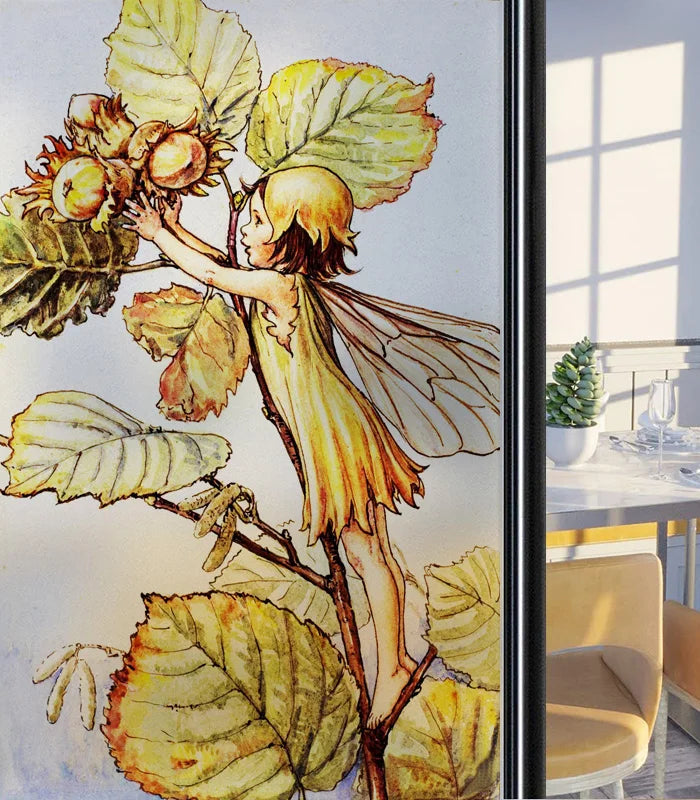 Custom Size Glass Window Film Static Cling Frosted Glass Films Foil Stickers Waterproof For Bathroom Kitchen Door Flower Fairy