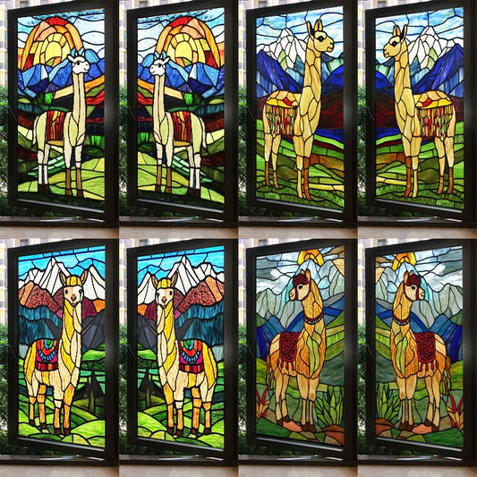 Custom Size 3d Print Horse Stained Glass Window Film Retro Color Painting Static Cling Opaque Frosted Door Sticker Hone Decor
