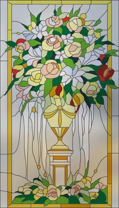 Window Film Frosted Stained Glass Films Customized Art Decor Design Flower Static Cling Sticker,Home Decor Foil Window Treatment