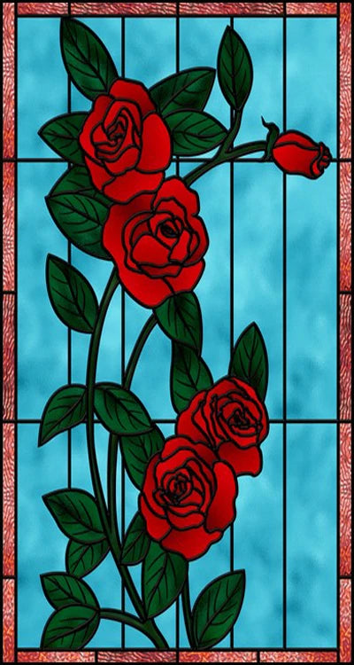 Window Film Stained Glass Stickers,Custom size Static Cling Rose,Flower Privacy Films Door Sticker Kitchen Office Home Decor