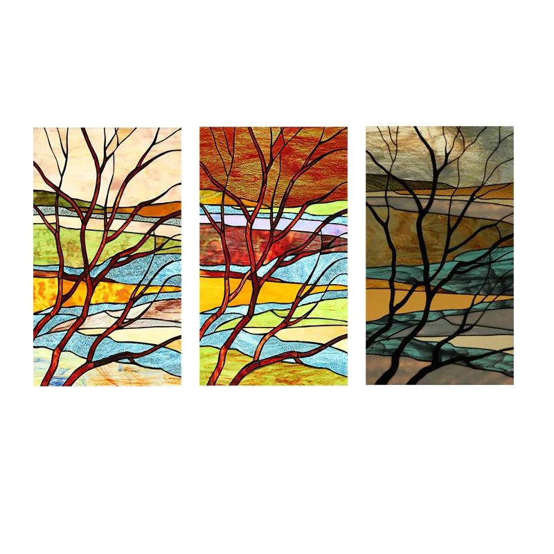 Custom size Glass Films,Stained Glass Stickers Static Cling,Frosted Privacy Print Flower,Tree,Rivers For Window Door Home Decor