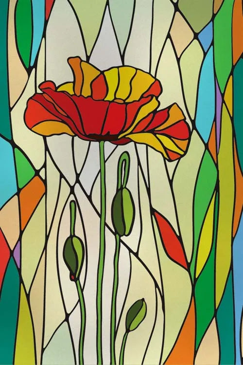 Stained Glass Film Window Sticker Static Cling  Remove Flower Rose Home Decoration for Windows,Custom designs welcom