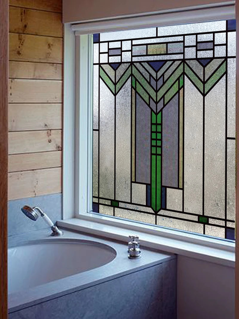 Window Film Frosted Stained Glass Films,Customized Art Design Prairie Static Cling Sticker,Home Decor Foil Window Treatment