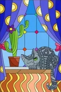 Customized Stained Glass Film Window Films Static Cling Frosted Sticker Japanese-Style Home Decor Cat  Cherry Blossom Poster