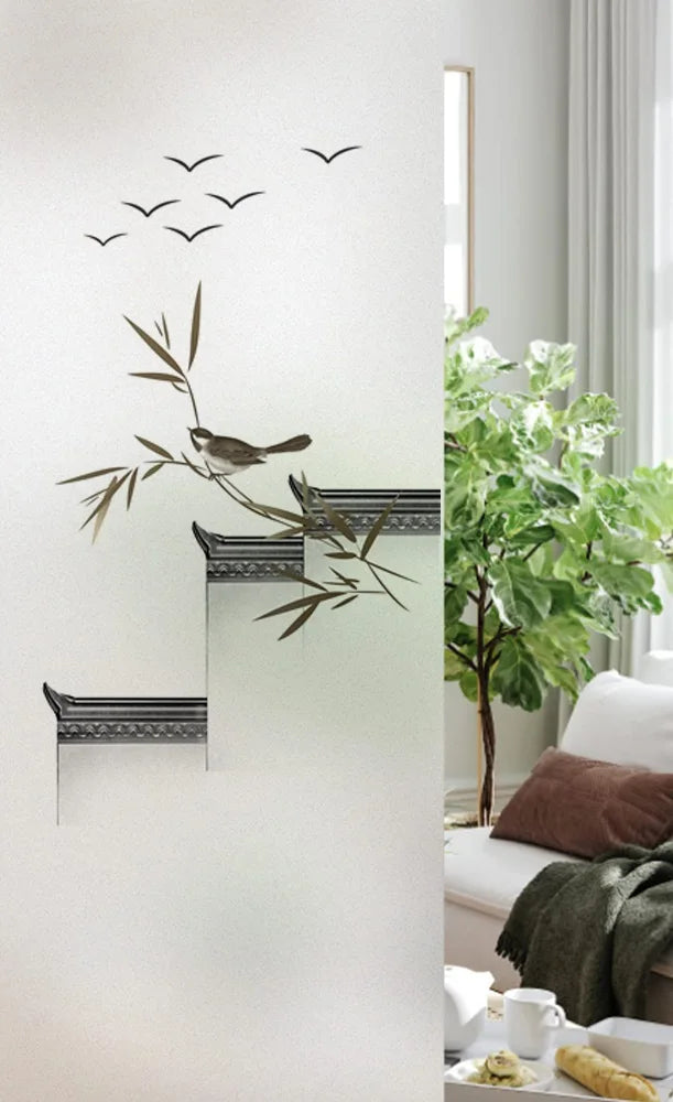 Custom Size Stained Glass Window Film, Frosted Privacy, Static Cling, Retro Country, Door Sticker, Bathroom, Office, Home Decor