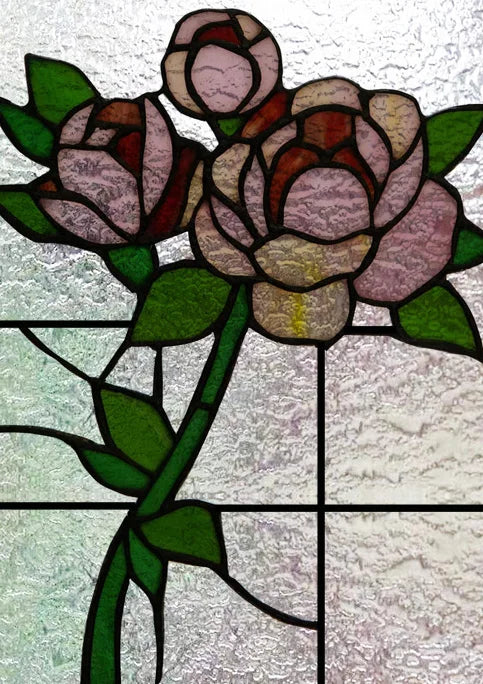 Custom Frosted Stained Glass Film with Floral Rose 3D Design, Static Cling Window Sticker, Removable Privacy Decoration for Home
